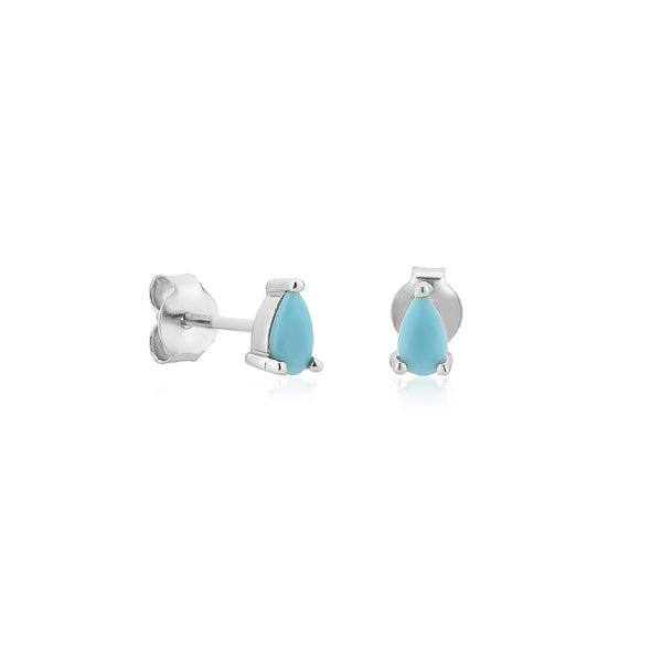 Silver Turquoise Teardrop Mini Stud Earrings | Womens Stud Earrings Earrings Simple Earrings