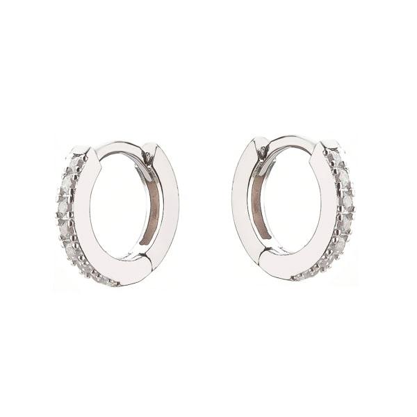 Silver White Crystal Huggie Earrings | Womens Hoop Earrings Earrings Hoop Earrings