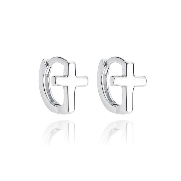 Simple Silver Cross Earrings | Womens Hoop Earrings Earrings Hoop Earrings