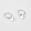 Simple Silver Heart Huggie Hoop Drop Earrings | Womens Hoop Earrings Drop Earrings Drop Earrings