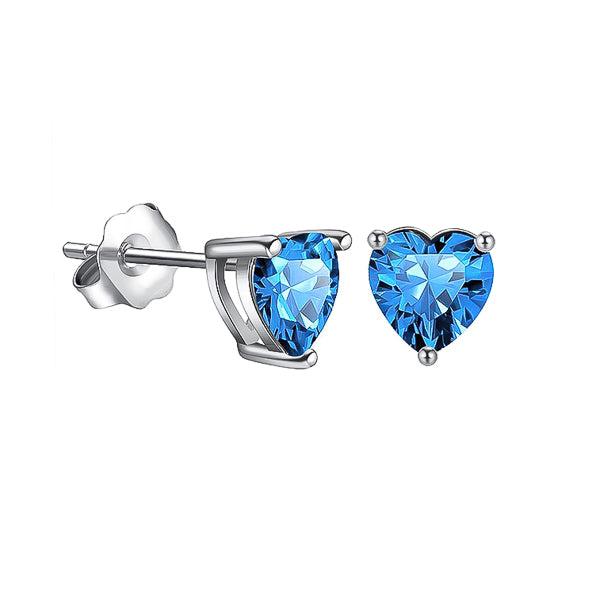 Sky Blue Cubic Zirconia Heart Stud Earrings | Womens Stud Earrings Earrings Simple Earrings