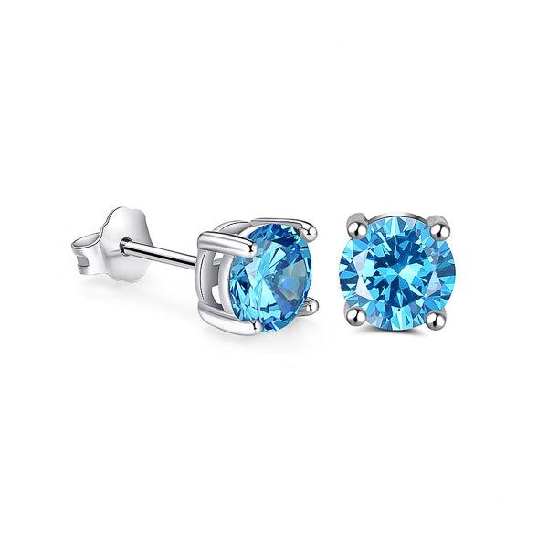 Sky Blue Cubic Zirconia Stud Earrings | Womens Stud Earrings Earrings Simple Earrings