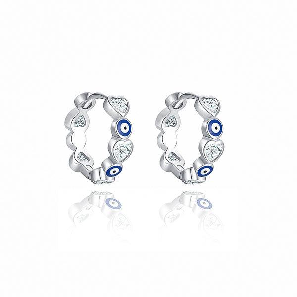 Small Evil Eye Crystal Heart Hoop Earrings | Womens Hoop Earrings Earrings Hoop Earrings