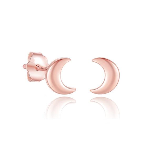 Small Rose Gold Moon Stud Earrings | Womens Stud Earrings Earrings Simple Earrings