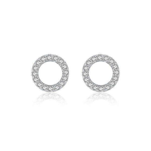 Small Silver CZ Circle Stud Earrings | Womens Stud Earrings Earrings Simple Earrings