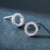 Small Silver CZ Circle Stud Earrings | Womens Stud Earrings Earrings Simple Earrings