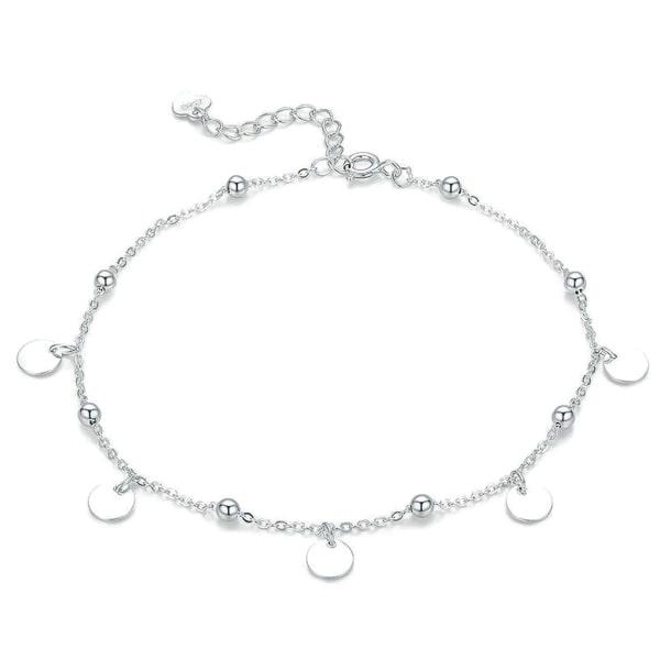 Sterling Silver Beaded Charm Anklet | Womens Waterproof Anklets Anklets Beaded Anklets