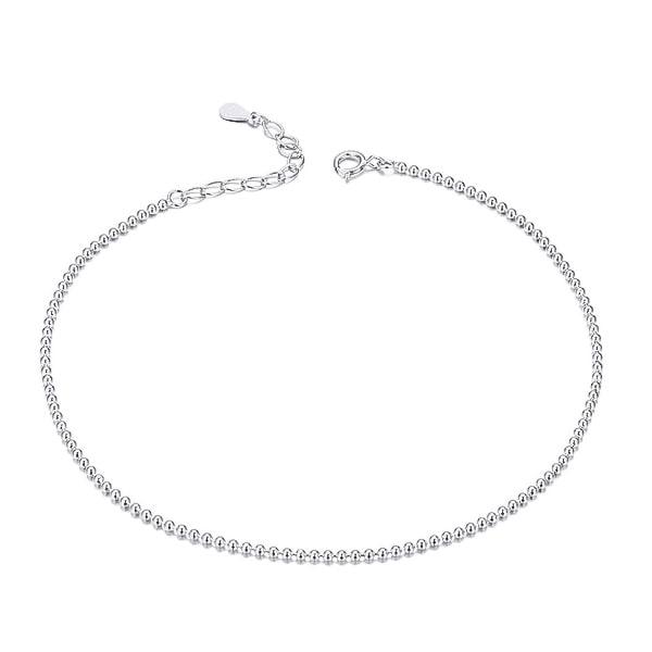 Sterling Silver Simple Beaded Anklet | Womens Chain Anklets Anklets Beaded Anklets