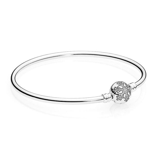 Sterling Silver Snowflake Bangle Bracelet | Womens Charm Bracelets Bangle Bracelets Bangle Bracelets