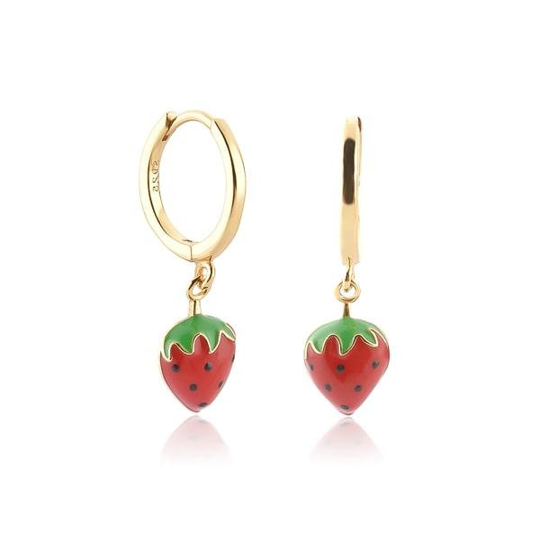 Strawberry Mini Hoop Drop Earrings | Womens Hoop Earrings Drop Earrings Drop Earrings