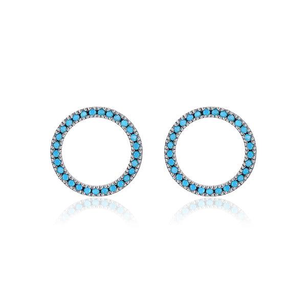 Turquoise Circle Stud Earrings | Womens Stud Earrings Earrings Simple Earrings