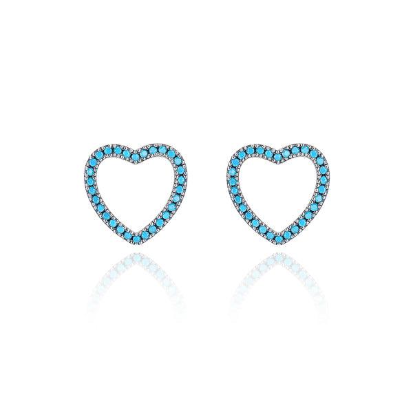 Turquoise Open Heart Stud Earrings | Womens Stud Earrings Earrings Stud Earrings