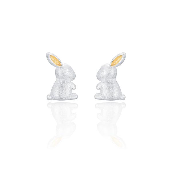 Two-Tone Bunny Rabbit Stud Earrings | Womens Stud Earrings Earrings Stud Earrings