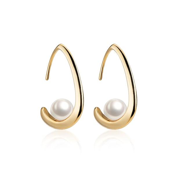 Gold Open Waterdrop Hoop Pearl Earrings | Womens Hoop Earrings Drop Earrings Drop Earrings