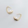 Gold Open Waterdrop Hoop Pearl Earrings | Womens Hoop Earrings Drop Earrings Drop Earrings