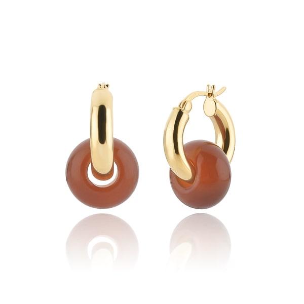 Gold Red Agate Hoop Earrings | Womens Drop Earrings Drop Earrings Drop Earrings