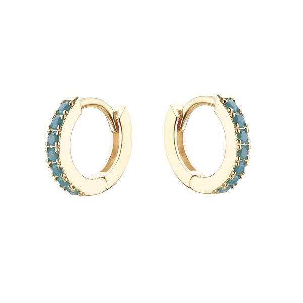 Gold Turquoise Crystal Huggie Earrings | Womens Simple Earrings Earrings Hoop Earrings