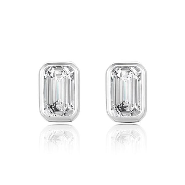 Silver Emerald-Cut Crystal Stud Earrings | Womens Stud Earrings Earrings Stud Earrings