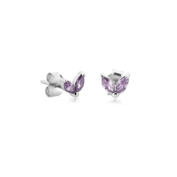 Silver Purple Double Marquise CZ Stud Earrings | Womens Simple Earrings Earrings Simple Earrings