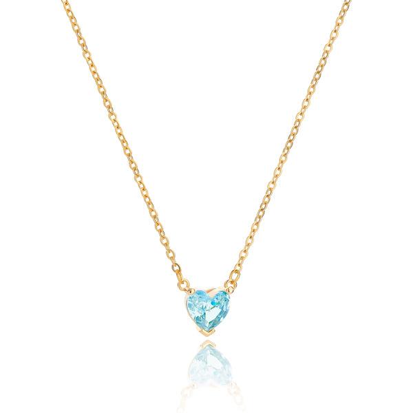 Gold Turquoise Crystal Heart Necklace | Womens Heart Necklaces Heart Necklaces Heart Necklaces