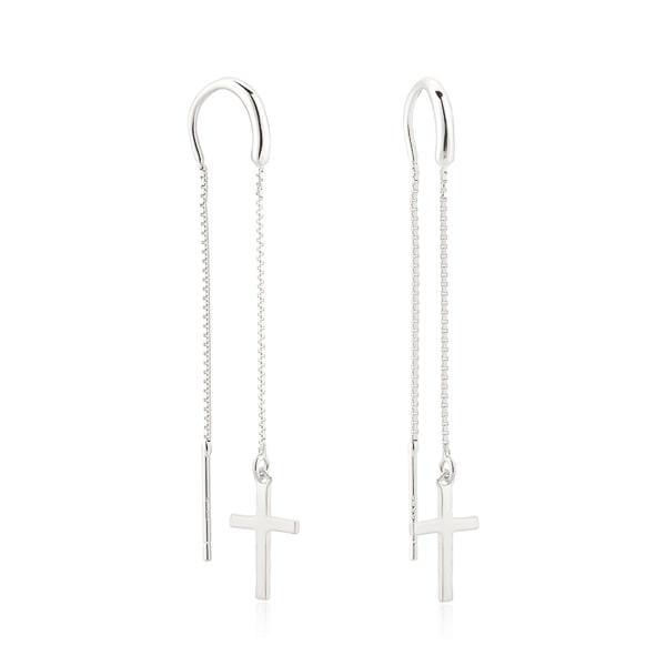 Silver Cross Threader Earrings | Womens Threader Earrings Earrings Threader Earrings