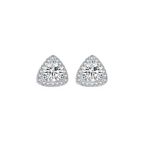 Triangle Cubic Zirconia Halo Stud Earrings | Womens Stud Earrings Earrings Stud Earrings