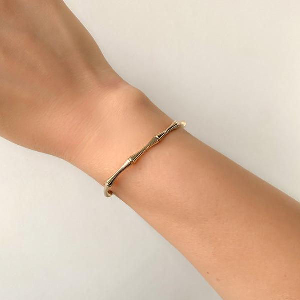 Gold Bamboo Cuff Bracelet | Womens Meaningful Bracelets Bangle Bracelets Bangle Bracelets