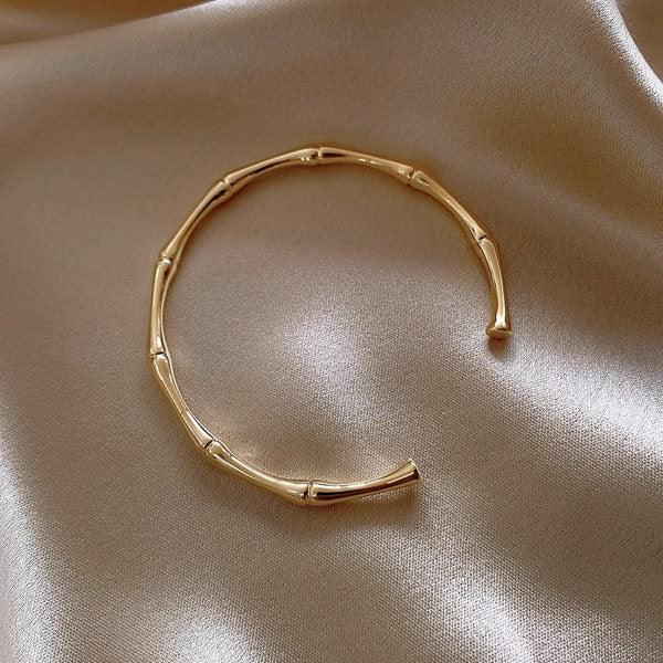 Gold Bamboo Cuff Bracelet | Womens Meaningful Bracelets Bangle Bracelets Bangle Bracelets