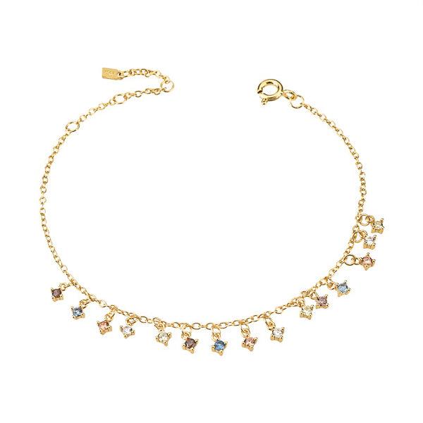 Gold Vermeil Colorful Crystal Charm Bracelet | Womens Chain Bracelets Bracelets Chain Bracelets