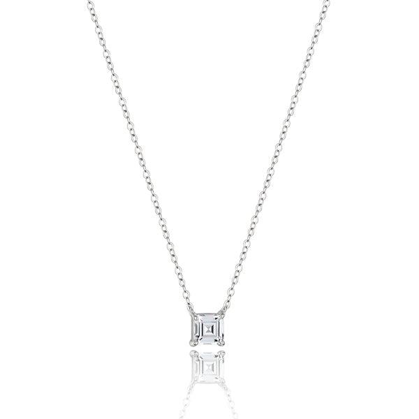 Silver Carre Cut Crystal Necklace | Womens Sterling Silver Necklaces Necklaces Sterling Silver Necklaces