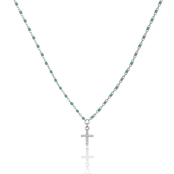 Silver Green Beaded Crystal Cross Necklace | Womens Cross Necklaces Cross Necklaces Cross Necklaces